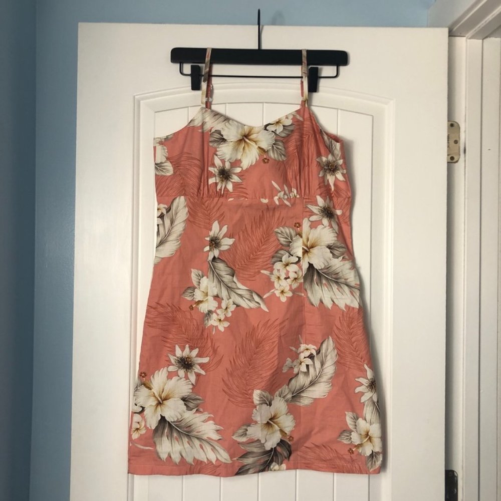 Pacific Legend Vintage Cotton Hawaiian Floral Mini Dress, Pink, Women's Small